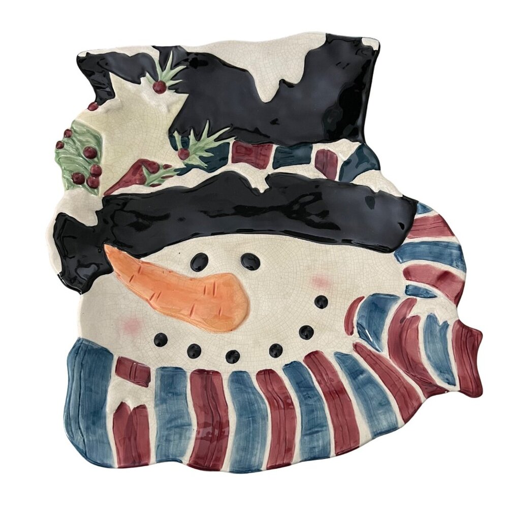 Santas Workbench Christmas Entertaining‎ Cookie Plate Vintage 2001 Y2K Snowman